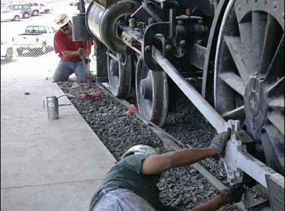 Engine #1 being prepared for the removal from UTEP