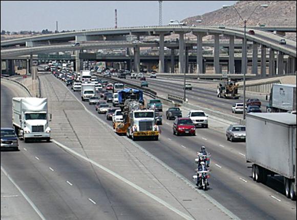 Engine Number 1 being transported down Interstate 10 in El Paso, Texas