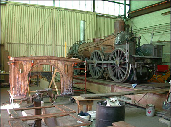 Engine Number 1 and its Tender Car in various states of restoration