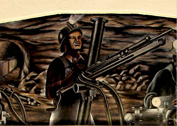 The mining mural located on the second floor of the UTEP Centennial Museum